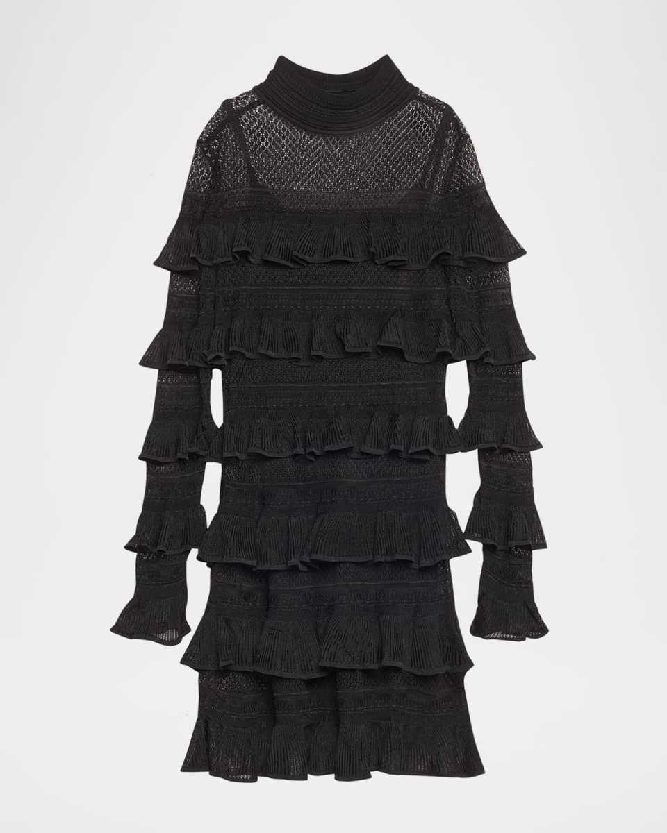 Crush High-Neck Frilled Mini Dress